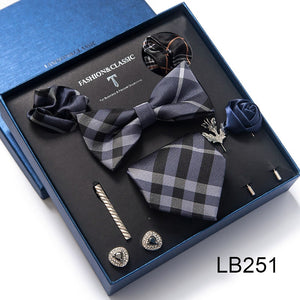 Mix Colors 2021 New Style Silk Classic Wedding Gift Tie Pocket Squares Set Necktie Box Black Suit Accessories Solid Men