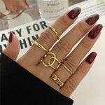 Modyle 10 pcs/set Bohemian Ring Set Gold Silver Color Wide Rings For Women Girls Simple Chain Finger Tail Rings