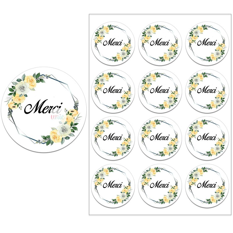 Merci Stickers Labels for Parties Wedding Small Business Stickers Packaging Seal Labels Thank You Stickers Baking Gift Bag