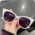 New Cat Eye Sunglasses Woman Fashion Big Frame Cat Sun Glasses Female Retro Shades UV400 Black White Color Oculos De Sol