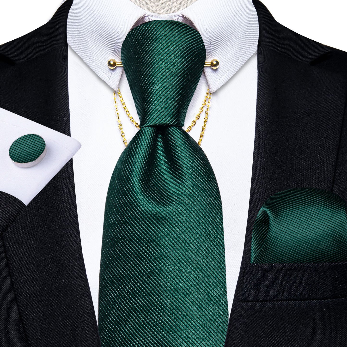 Luxury Black Gold Paisley Silk Ties For Men 8cm Men's Wedding Neck Tie Pocket Square Cufflinks Set Collar Pin Men's Gift