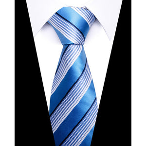 Brand Classic Newest design Silk Necktie Man&#39;s Shirt Accessories Striped Dark Blue Tie Men New Year&#39;s Day Fit Wedding Party