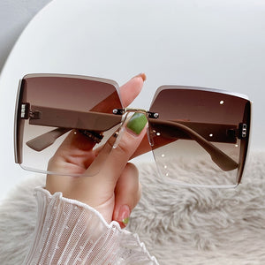 Vintage Square Sunglasses Woman Classic Retro Gradient Mirror Frameless Sun Glasses Female Fashion Rimless Oculos De Sol