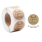 Thank you craft stickers Heart Handmade Cake decoration cookie Sealing Label Kraft Sticker Baking DIY Gift Stickers Party