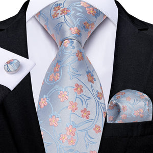 Black Red Reose Floral Ties For Men 8cm Men&#39;s Silk Neck Tie Handkerchief Cufflinks Set Business Wedding Tie Gift For Men DiBanGu