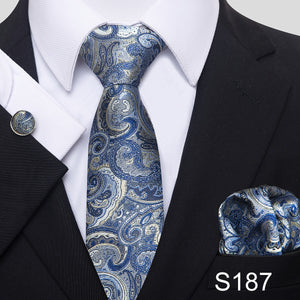 7.5 cm Great Quality Birthday Gift Tie Hanky Cufflink Set Necktie For Men Formal Clothing Purple hombre Gift for Boyfriend