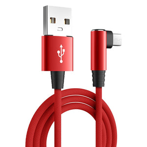 90 Degree Elbow WeaveType-C Cable for Xiaomi Huawei USB C Cable Mobile Phone Accessories Charger Fast Charging  Usb Cable