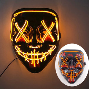 Halloween Neon Led Purge Mask Masque Masquerade Party Masks Light Luminous In The Dark Funny Masks Cosplay Costume Supplies