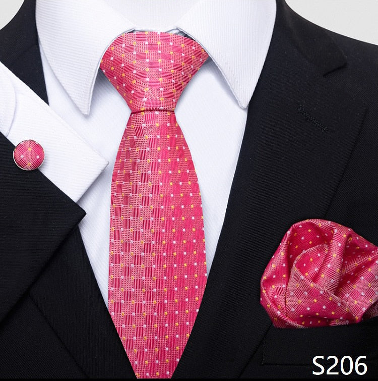 Fashion Brand Nice Handmade Silk Tie Handkerchief Cufflink Set For Men Necktie Orange Paisley Shirt Accessories lover&#39;s day