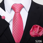 Fashion Brand Nice Handmade Silk Tie Handkerchief Cufflink Set For Men Necktie Orange Paisley Shirt Accessories lover&#39;s day