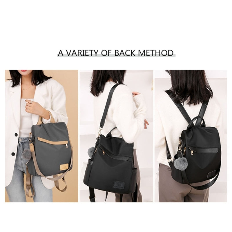 D0LF Women Backpack Purse Nylon Anti-theft Rucksack Lightweight Shoulder Bag Convertible Ladies Fashion Casual Daypack