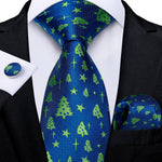 Mens Christmas Tie Set Red Blue 8cm Wide Silk Neck Tie Gift For Men Wedding Accessories