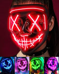 Halloween Neon Led Purge Mask Masque Masquerade Party Masks Light Luminous In The Dark Funny Masks Cosplay Costume Supplies