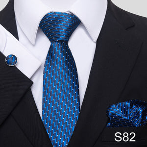 7.5 cm Great Quality Birthday Gift Tie Hanky Cufflink Set Necktie For Men Formal Clothing Purple hombre Gift for Boyfriend