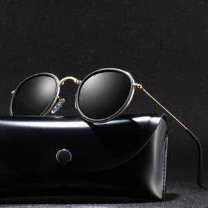 2020 Round Polarized Sunglasses Men Polaroid Sun Glasses Women Metal Frame Black Lens Eyewear Driving Goggles UV400