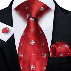 Mens Christmas Tie Set Red Blue 8cm Wide Silk Neck Tie Gift For Men Wedding Accessories