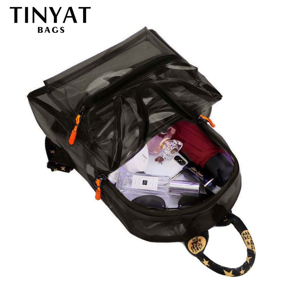 TINTAT Fashion Clear Women Backpack Transparent Mini Cute Backpack Travel School Backpack Student Bag For Girls Child Mochila