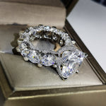 Luxury Silver Color Hip Hop Rings for Women Exquisite Fashion Inlaid with White Zircon Engagement Wedding Rings Jewelry