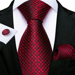 New Design Wedding Men Tie Red  Solid Striped Paisley Neckties For Men Business Dropshipping DiBanGu Hanky Cufflinks Tie Set