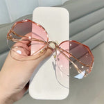 2022 New Rimless Square Sunglasses Women Brand Designer Diamond Sun Glasses Vintage Shades Female Pink Eyewear Gafas De Sol