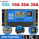 Solar Controller 12V/24V  30A 20A 10A Solar Regulator PWM Battery Charger LCD Display Dual USB 5V Output