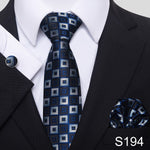 7.5 cm Great Quality Birthday Gift Tie Hanky Cufflink Set Necktie For Men Formal Clothing Purple hombre Gift for Boyfriend