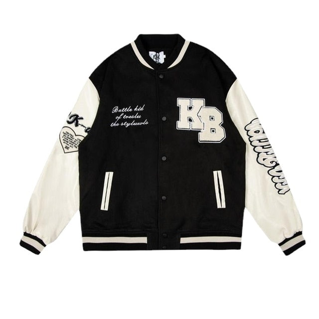 Retro bear embroidered baseball uniform men and women tide ins spring new loose couple street jacket jacket bomber jacket traf
