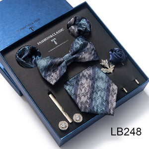 Mix Colors 2021 New Style Silk Classic Wedding Gift Tie Pocket Squares Set Necktie Box Black Suit Accessories Solid Men
