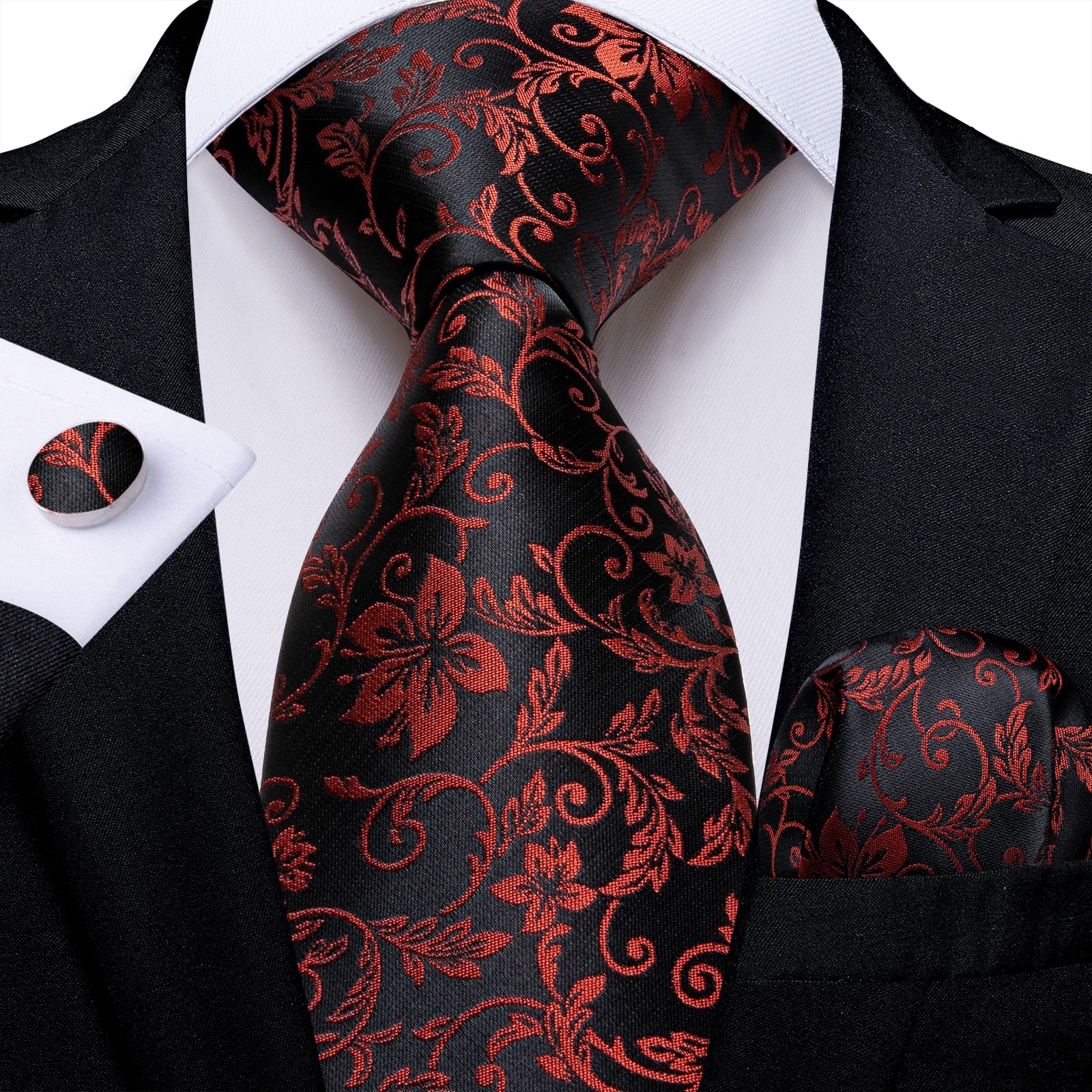 New Design Wedding Men Tie Red  Solid Striped Paisley Neckties For Men Business Dropshipping DiBanGu Hanky Cufflinks Tie Set