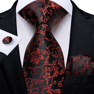 New Design Wedding Men Tie Red  Solid Striped Paisley Neckties For Men Business Dropshipping DiBanGu Hanky Cufflinks Tie Set