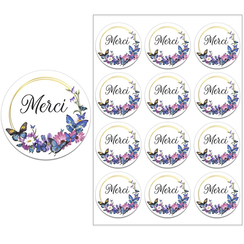 Merci Stickers Labels for Parties Wedding Small Business Stickers Packaging Seal Labels Thank You Stickers Baking Gift Bag