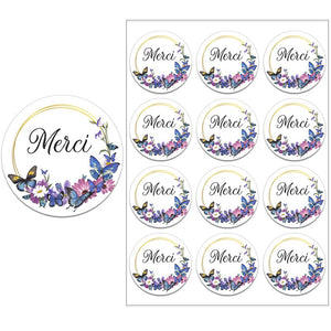 Merci Stickers Labels for Parties Wedding Small Business Stickers Packaging Seal Labels Thank You Stickers Baking Gift Bag