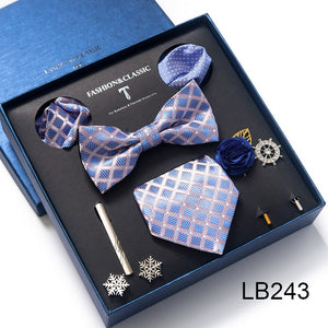 Mix Colors 2021 New Style Silk Classic Wedding Gift Tie Pocket Squares Set Necktie Box Black Suit Accessories Solid Men