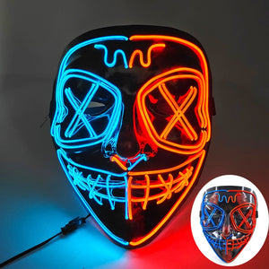 Halloween Neon Led Purge Mask Masque Masquerade Party Masks Light Luminous In The Dark Funny Masks Cosplay Costume Supplies