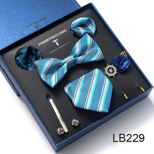 Mix Colors 2021 New Style Silk Classic Wedding Gift Tie Pocket Squares Set Necktie Box Black Suit Accessories Solid Men