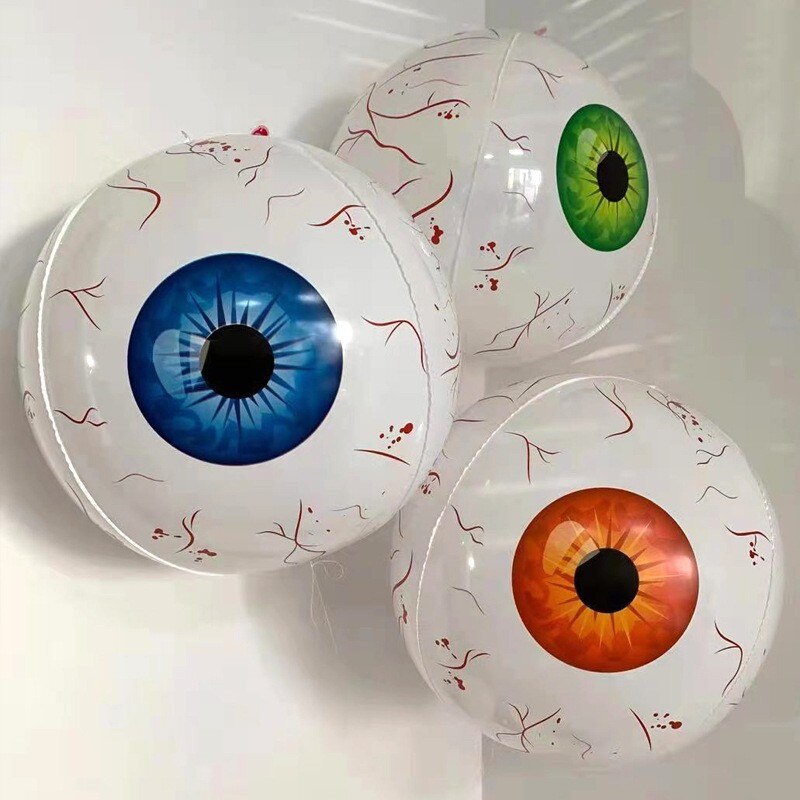 Halloween Inflatable Eyeball Decor Remote Control 55*55 cm Led Luminous Eyeball Halloween Theme Eyeballs Outdoor Party Decor