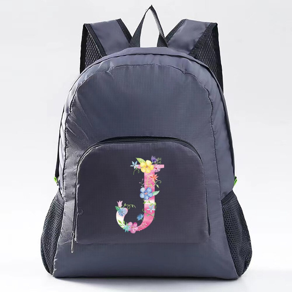 Unisex Lightweight Outdoor Backpack Portable Foldable Outdoor Camping Hiking Travel Daypack Women Pink Letter Pattern Sport Bags