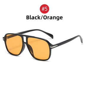 VIVIBEE Fashions Aviation Gredient Sunglasses Retro Men Oversized Pilot Rivets UV400 Summer Shades Vintage Big Eyewear