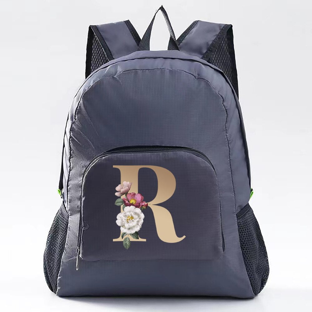 Foldable Backpack Camping Ultralight Folding Travel Bag Hiking Backpack Gold Letter Series Outdoor Sports Rucksack for Men Women
