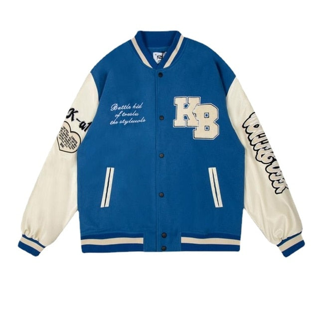 Retro bear embroidered baseball uniform men and women tide ins spring new loose couple street jacket jacket bomber jacket traf
