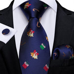 Mens Christmas Tie Set Red Blue 8cm Wide Silk Neck Tie Gift For Men Wedding Accessories