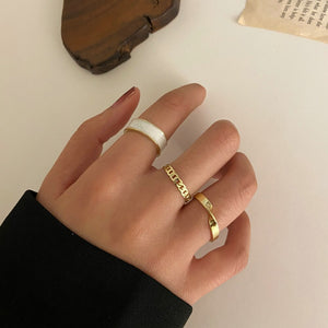 Modyle 10 pcs/set Bohemian Ring Set Gold Silver Color Wide Rings For Women Girls Simple Chain Finger Tail Rings