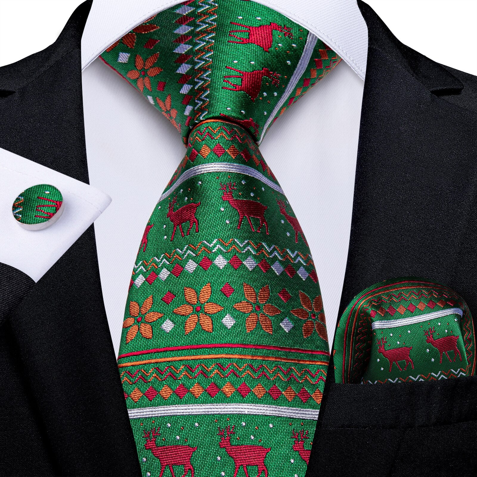 Mens Christmas Tie Set Red Blue 8cm Wide Silk Neck Tie Gift For Men Wedding Accessories