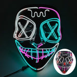 Halloween Neon Led Purge Mask Masque Masquerade Party Masks Light Luminous In The Dark Funny Masks Cosplay Costume Supplies