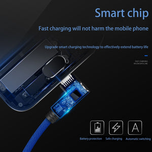 90 Degree Elbow WeaveType-C Cable for Xiaomi Huawei USB C Cable Mobile Phone Accessories Charger Fast Charging  Usb Cable