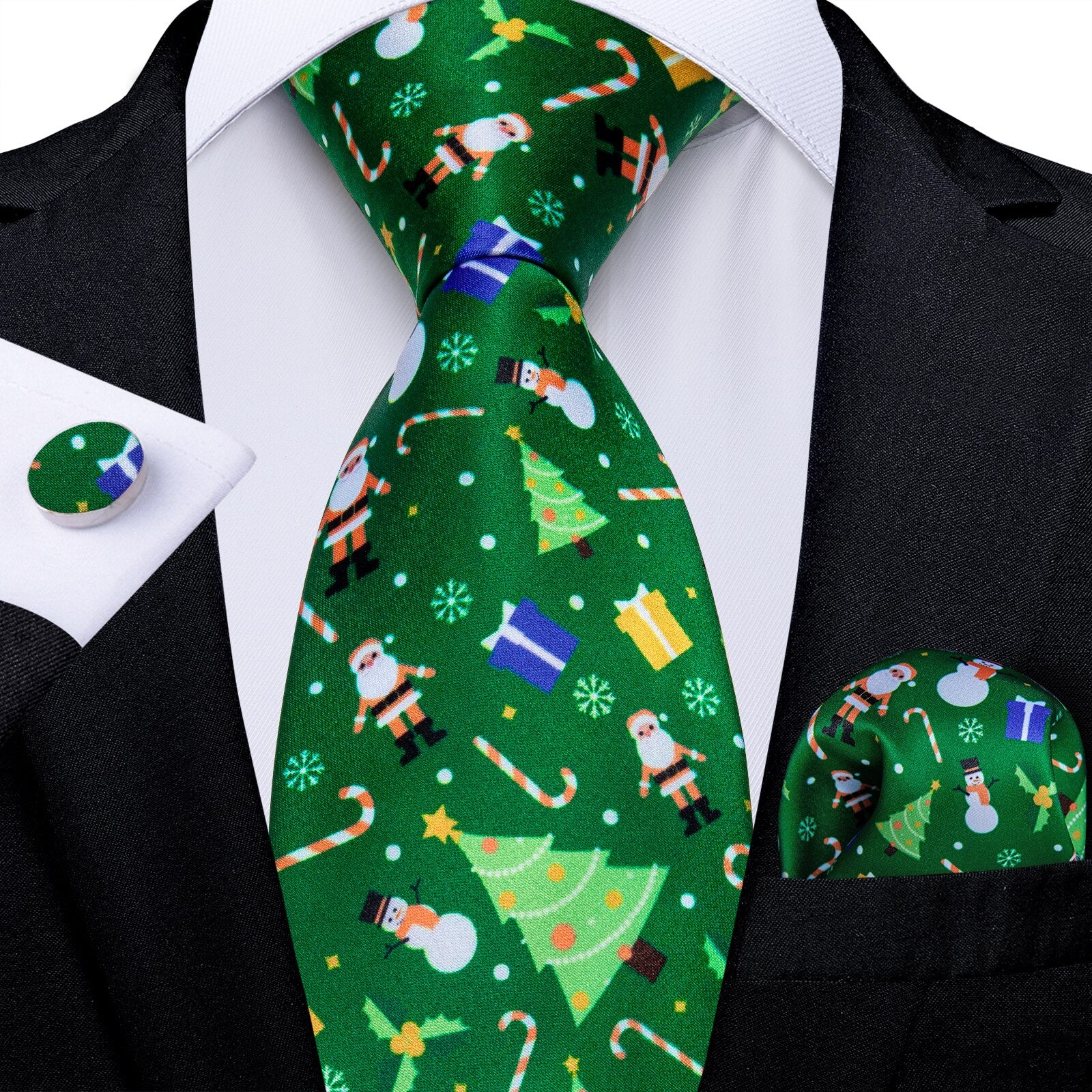 Mens Christmas Tie Set Red Blue 8cm Wide Silk Neck Tie Gift For Men Wedding Accessories