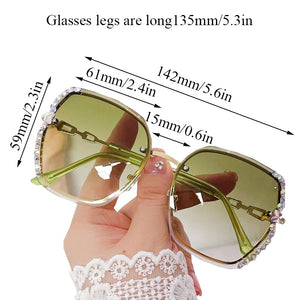 2022 New Rimless Square Sunglasses Women Brand Designer Diamond Sun Glasses Vintage Shades Female Pink Eyewear Gafas De Sol