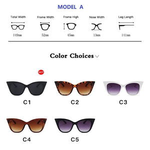 New Cat Eye Sunglasses Woman Fashion Big Frame Cat Sun Glasses Female Retro Shades UV400 Black White Color Oculos De Sol