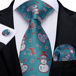 Mens Christmas Tie Set Red Blue 8cm Wide Silk Neck Tie Gift For Men Wedding Accessories