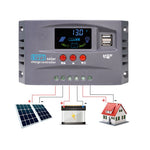 Solar MPPT Charge Controller 12V 24V Auto 30A 20A 10A with LCD Display Dual USB for Lead-Acid Sealed Gel AGM Lithium Battery